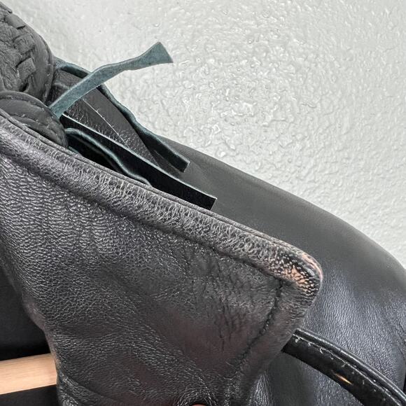 St. John Sport By Marie Gray SZ 6 Black Leather Jacket Removable Fringe Collar - Picture 16 of 16